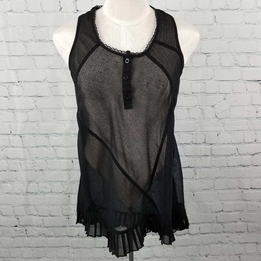 MYTH NYC  | sheer sleeveless lace patchwork blouse